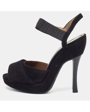 Marni Suede Platform Ankle Strap Sandals - Black