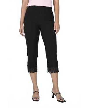 FRANK LYMAN Lace Trim Woven Pant - Black