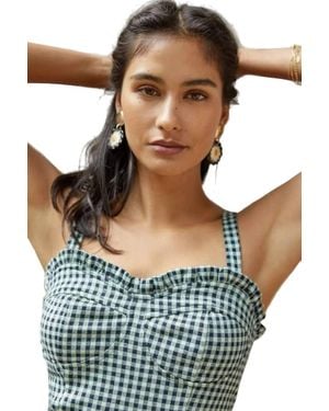 Eva Franco Gingham Sweetheart Tank - Green