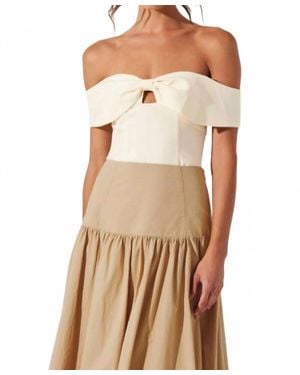 Astr Telayna Off Shoulder Bow Top - Natural
