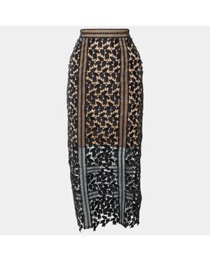 Self-Portrait Arabella Guipure Lace Midi Skirt - Black