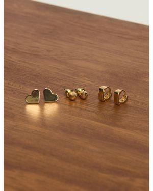 Lucky Brand Ball And Heart Studs - Brown