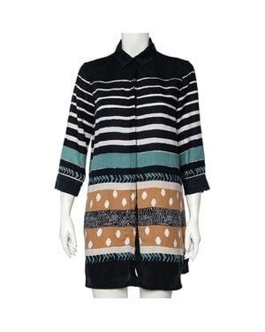 Weekend by Maxmara Printed Linen Blend Button Front Shirt - Black