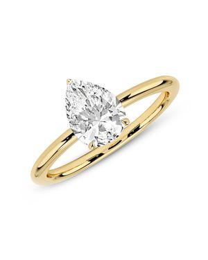 MAX + STONE 14K Or 1.7 Carat Pear Cut Cubic Zirconia Solitaire Engagement Ring - Metallic