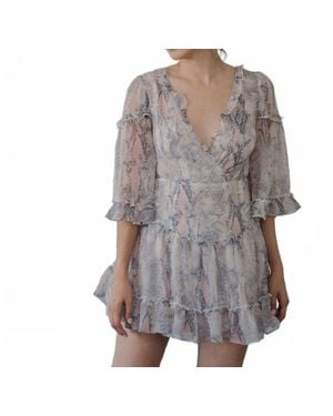 Olivaceous Snake It Off Lace Up Mini Dress - Gray