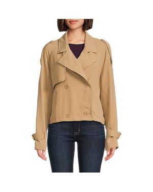 Laundry by Shelli Segal Solid Cropped Shirt Jacket - Natural