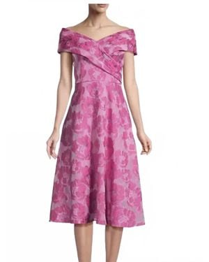 Aidan Mattox Floral Print Cocktail Midi Length Dress - Pink