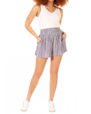 Dex Pull On Smocked Waist Striped Short - Blue