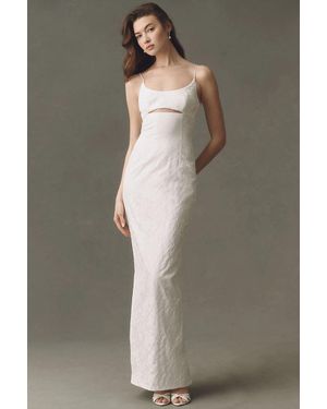 SAU LEE Constance Jaquard Maxi Dress - Gray