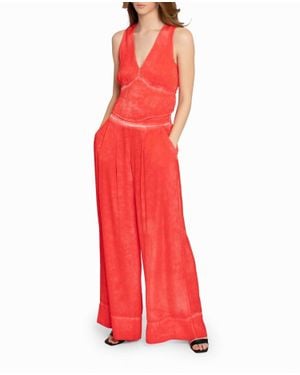 Nicole Miller Garment Dyed V-Neck Top - Red