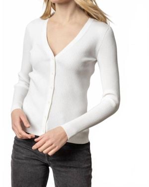 Lilla P Ribbed Cardigan Sweater - Gray