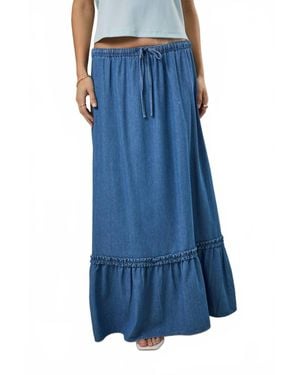 Sunday Edition Tiered Maxi Skirt With Drawstring Waist - Blue