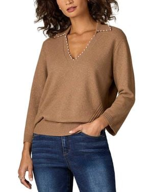 Wit & Wisdom Pearl Trim Sweater Top - Blue