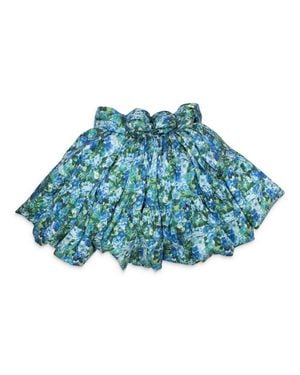 Quinn Ditsy Puffball Gown - Blue