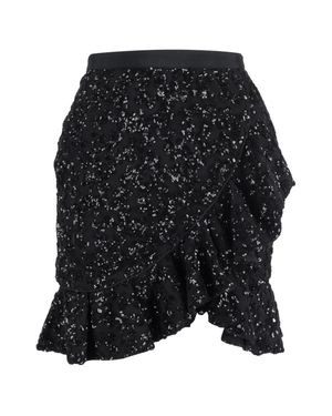 Self-Portrait Sequined Mini Ruffled Skirt - Black