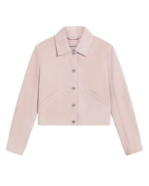 Pence Teti Cropped Fabric Button-Down Jacket - Pink