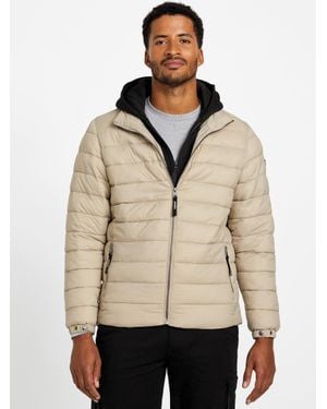 Guess Harrison Hooded Quilted Jacket - Blue