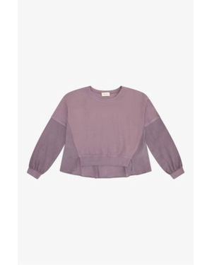 Tenly Girl's Cotton Gauze Mixed Media Long Sleeve Top - Purple