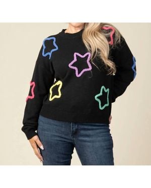 Funsport Long Sleeve Sweater With Neon Stars - Black
