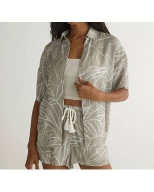 Bella Dahl Oversized Short Sleeve Shirt - Gray