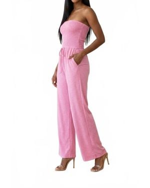 Zenana Smocked Jumpsuit - Pink