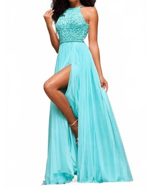 Sherri Hill A Line Evening Gown - Blue