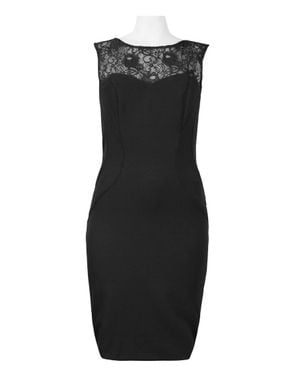 Monique Lhuillier Illusion Neck Cocktail Dress - Black