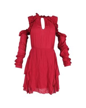IRO Hanie Ruffle Mini Cold Shoulder Dress - Red
