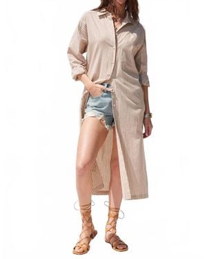 illa illa Stripe Midi Shirt Dress - Natural