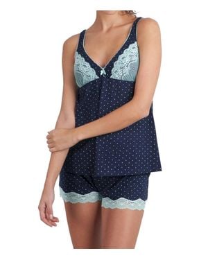 Twelve Eighty Eight Ivania Spaghetti Strap Camisole And Boxer Pajama Set - Blue