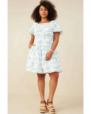 Hayden LA Textured Puff Sleeve Floral Dress - Natural