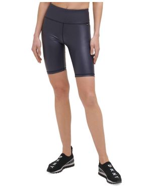DKNY Faux Leather Bike Shorts - Blue