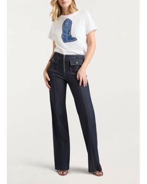 Cinq À Sept Studs Denim Boot Tee - Blue