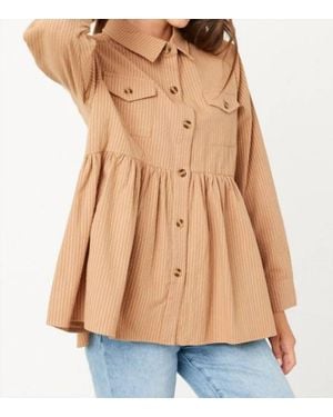 Hayden LA Peplum Button Up Shirt - Orange