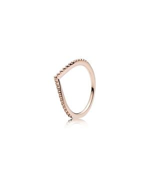 PANDORA Beaded Wish Wishbone Rose Ring - Metallic
