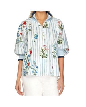 Style USA Printed Half Zip Top - Blue