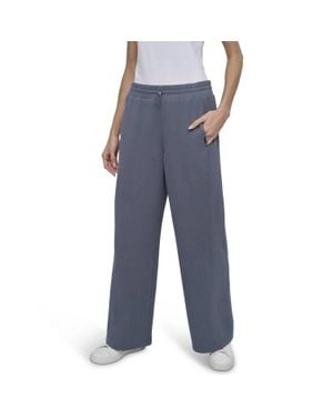 DKNY Highline Ribbed Wide-Leg Pant - Blue