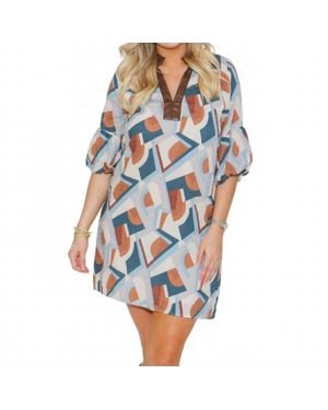 Thml Short Sleeve Print Mini Dress - Blue