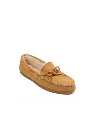 Minnetonka Pile Lined Hardsole Shoes - Natural