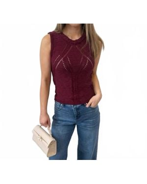 Bishop + Young Muse Pointelle Knit Tank Top - Blue