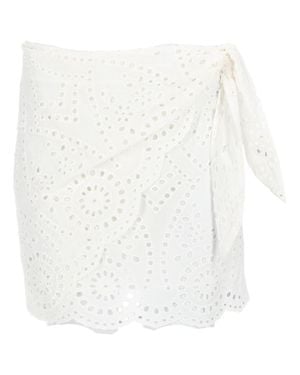 MC2 Saint Barth Eyelet Embroidery Cotton Mini Skirt - White