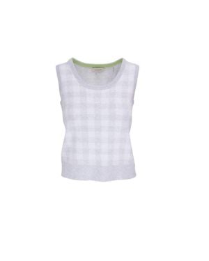Kinross Cashmere Gingham Tank - White