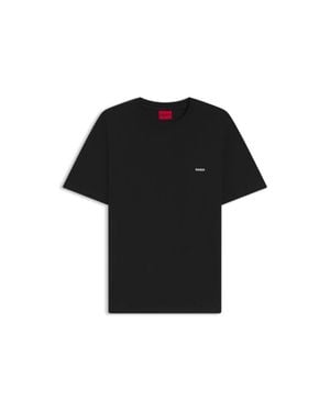 HUGO Interlock-Cotton T-Shirt With Bouclé Tape - Black
