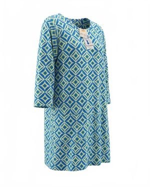Lulu-B Geometric Print 3/4 Sleeve Dress - Blue