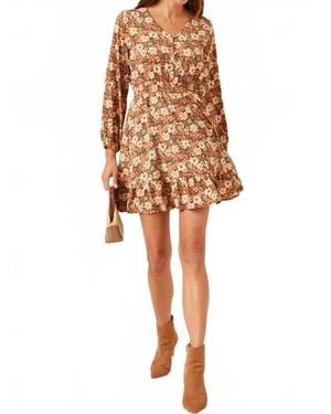 Hayden LA Floral Print Smocked Waist Button Detail Dress - Multicolor
