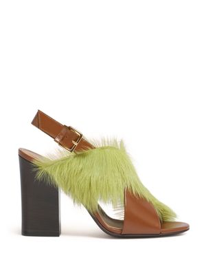 Marni Open-Toe Sandals With Lime Fur - Metallic