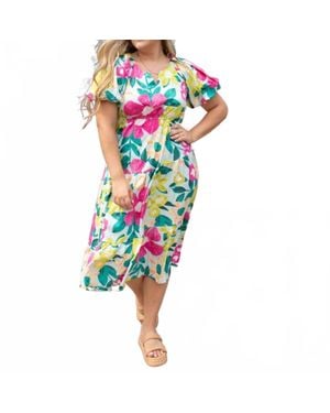 Umgee Mint Bliss Midi Dress - Multicolor