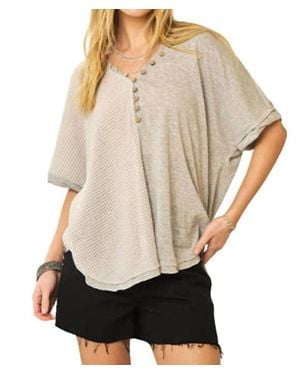 Davi & Dani V-Neck Knit Top - Natural