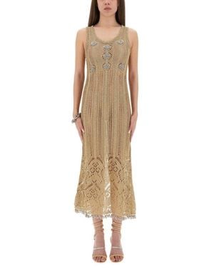 Rabanne Long Crochet Dress - Natural