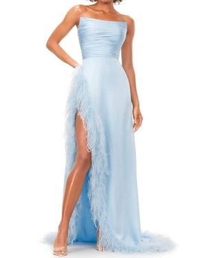 Ashley Lauren Strapless Ruched Prom Gown - Blue